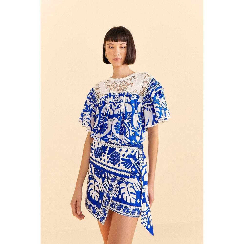 Navy Blue Jungle Scarf Mini Skirt